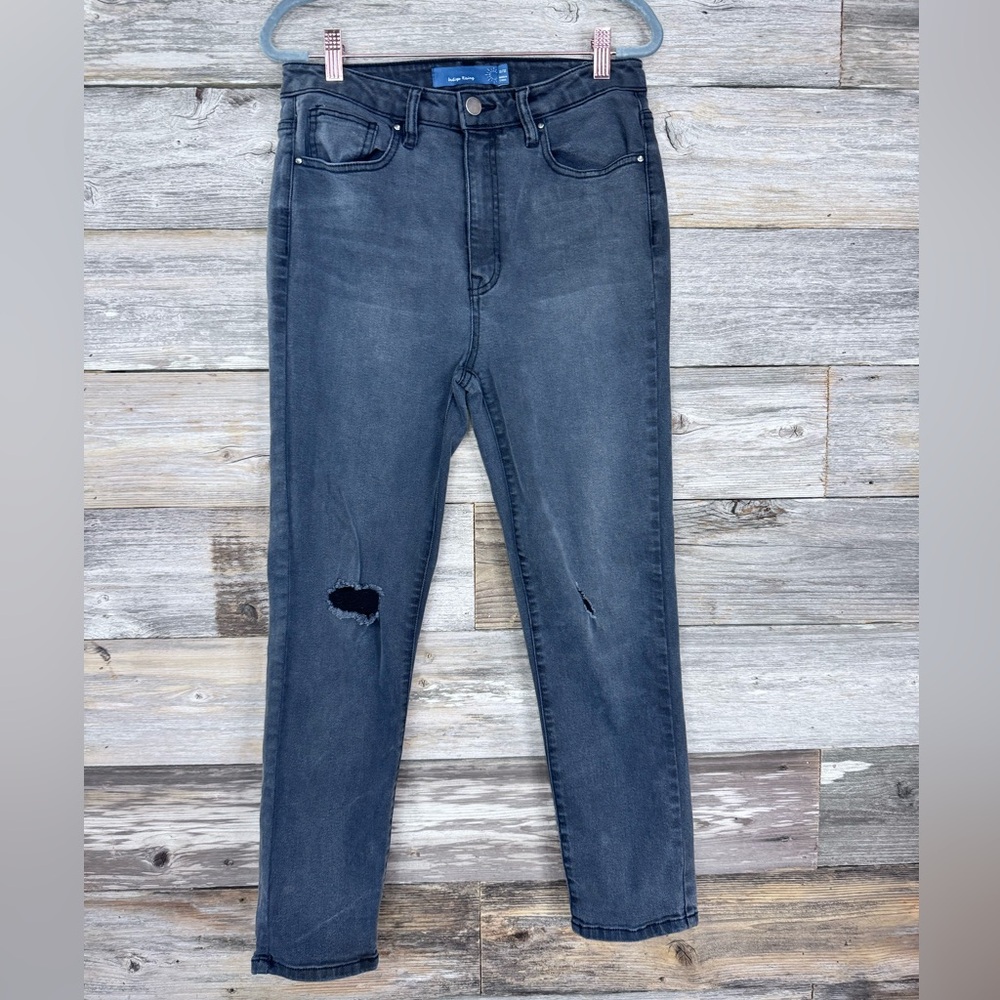 Indigo Rising Distressed Faded Black Denim Jeans Size 11/12